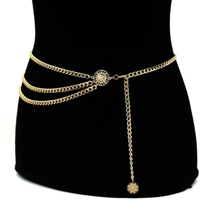 Metal High Waist Chain Belt For Women | Adjustable Women Coin Belt