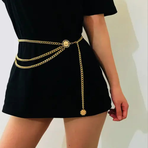 Metal High Waist Chain Belt For Women | Adjustable Women Coin Belt