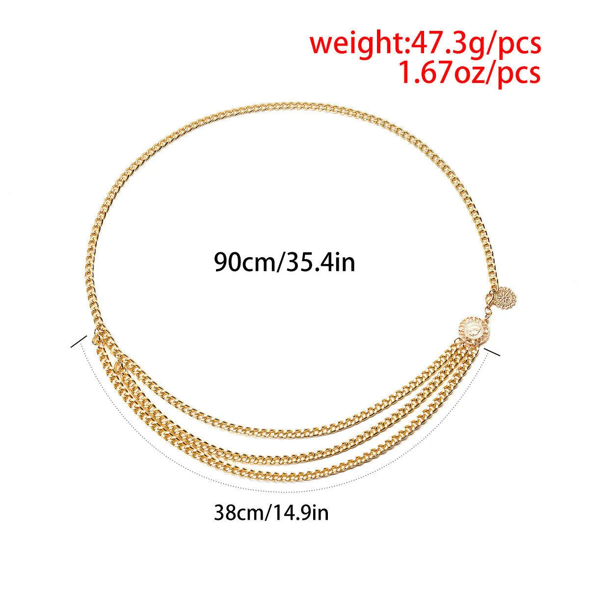 Metal High Waist Chain Belt For Women | Adjustable Women Coin Belt