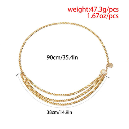 Metal High Waist Chain Belt For Women | Adjustable Women Coin Belt