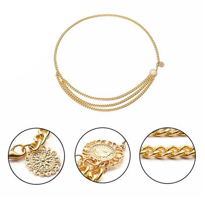 Metal High Waist Chain Belt For Women | Adjustable Women Coin Belt