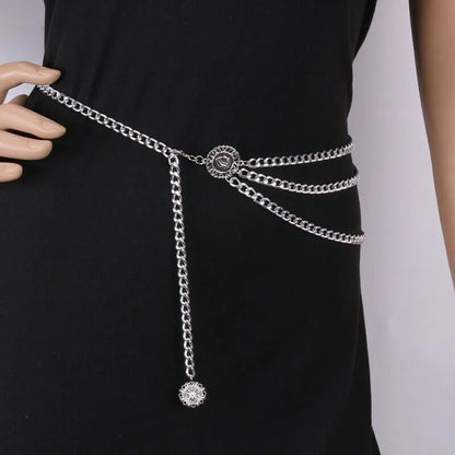 Metal High Waist Chain Belt For Women | Adjustable Women Coin Belt