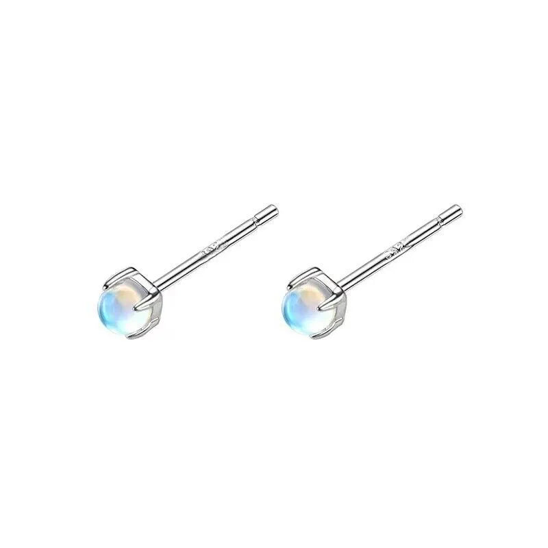 Moonstone Crystal Mermaid Tiny Stud Earrings | Mermaid Tears Earrings 925 Sterling Silver Simulated Glass Crystal Earrings