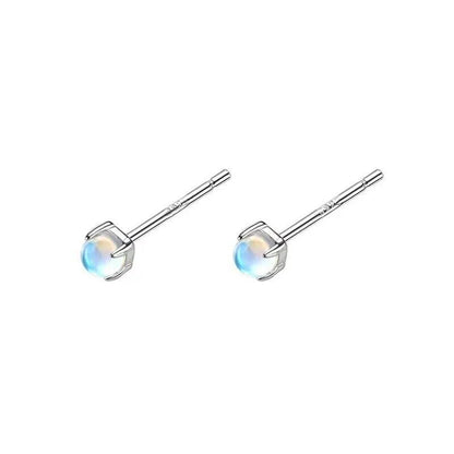 Moonstone Crystal Mermaid Tiny Stud Earrings | Mermaid Tears Earrings 925 Sterling Silver Simulated Glass Crystal Earrings