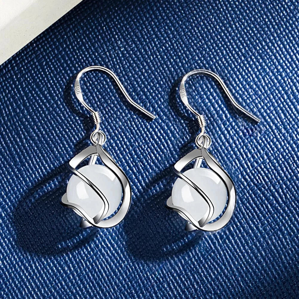 Moonstone Swirl Pendant Necklace and Earrings Set