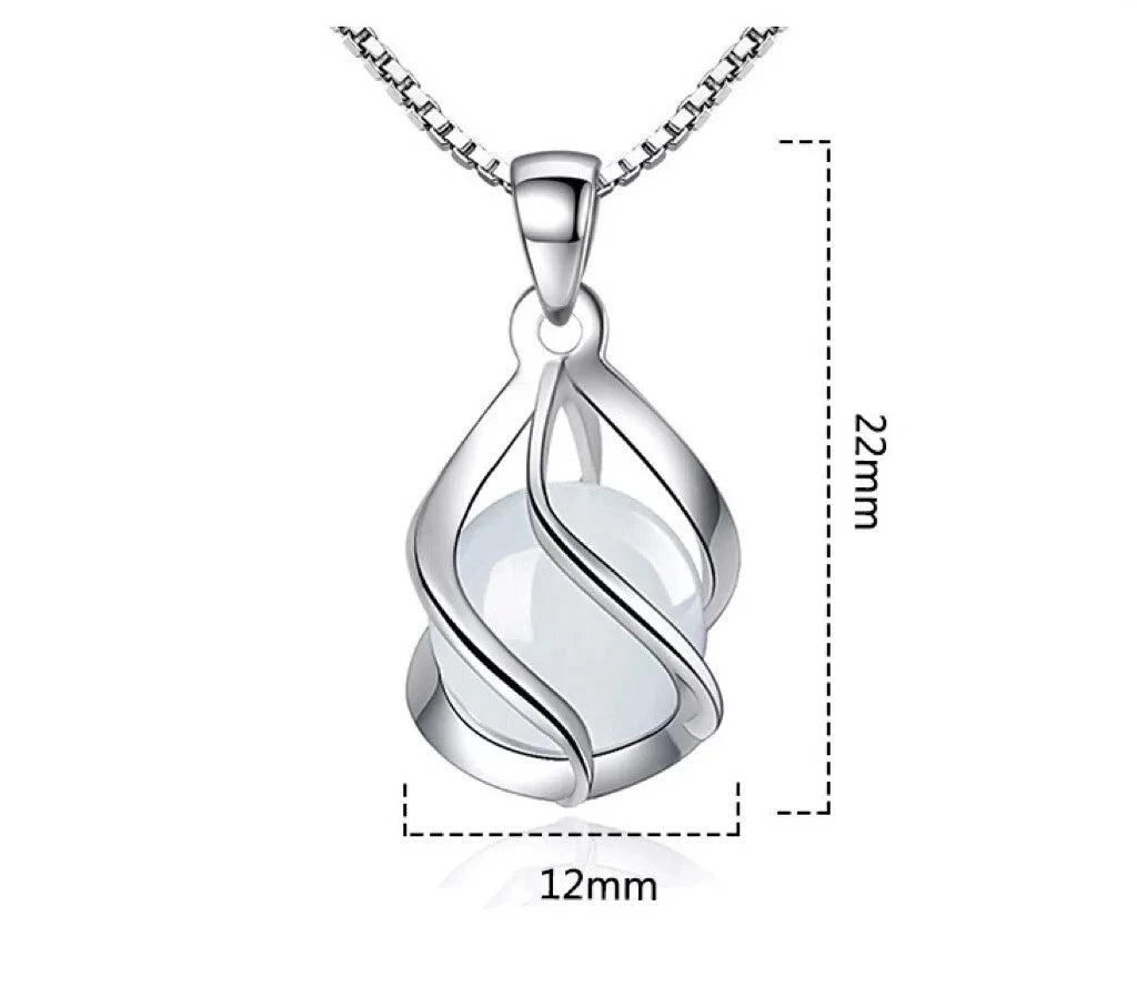 Moonstone Swirl Pendant Necklace and Earrings Set