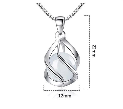 Moonstone Swirl Pendant Necklace and Earrings Set
