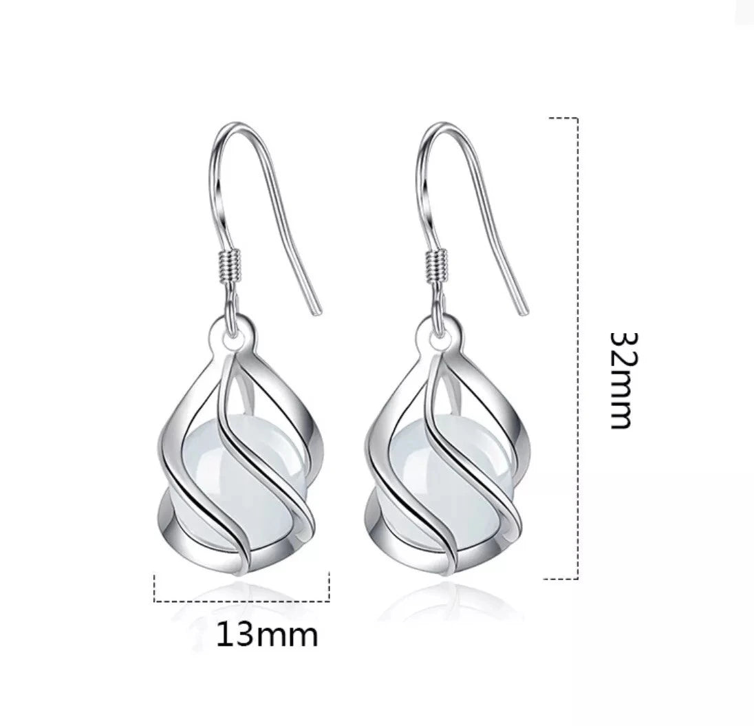 Moonstone Swirl Pendant Necklace and Earrings Set
