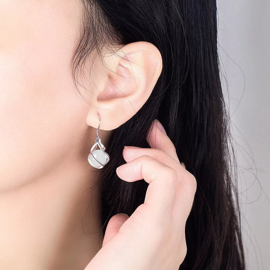 Moonstone Swirl Pendant Necklace and Earrings Set