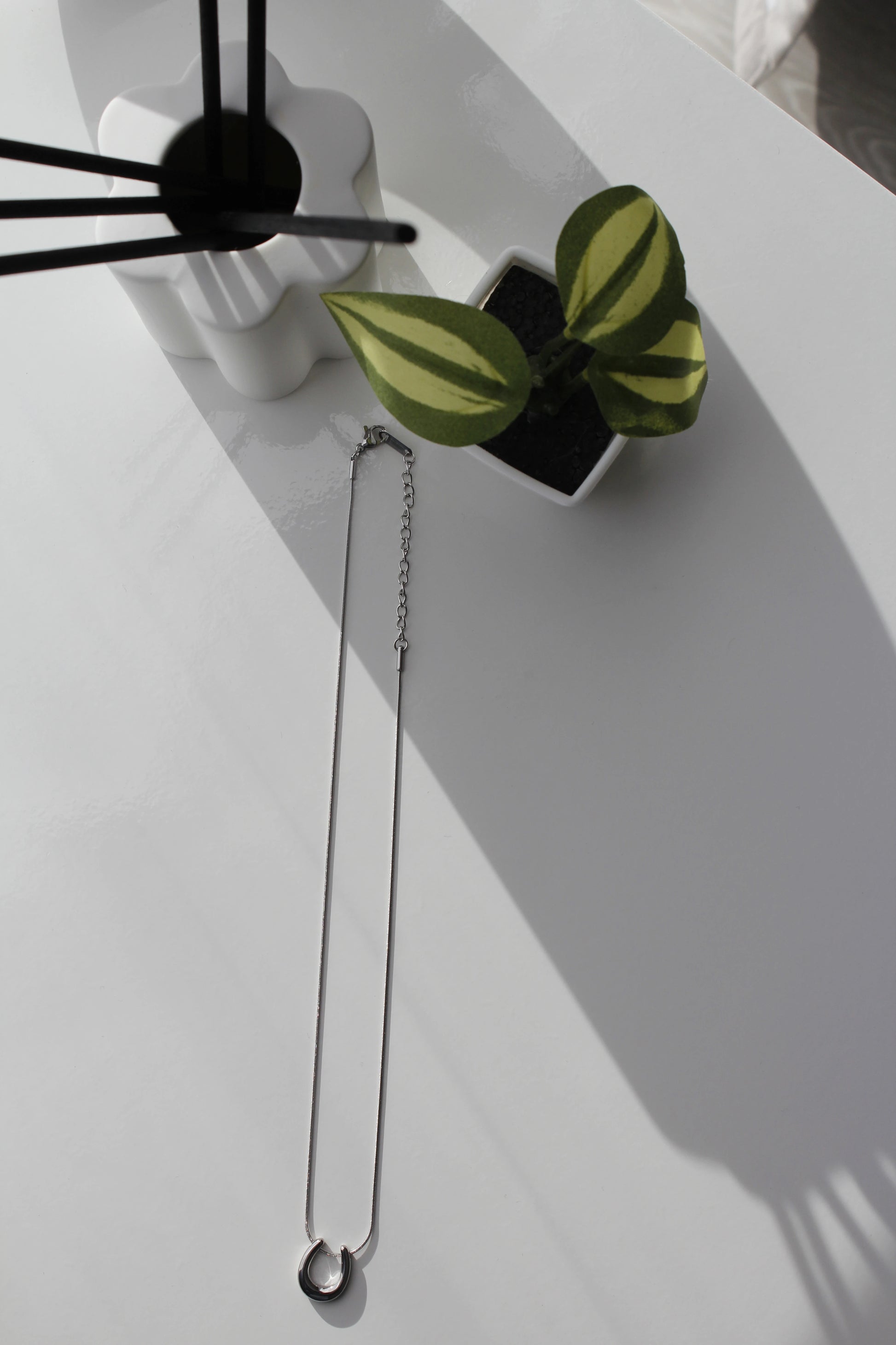 U shaped Silver necklace