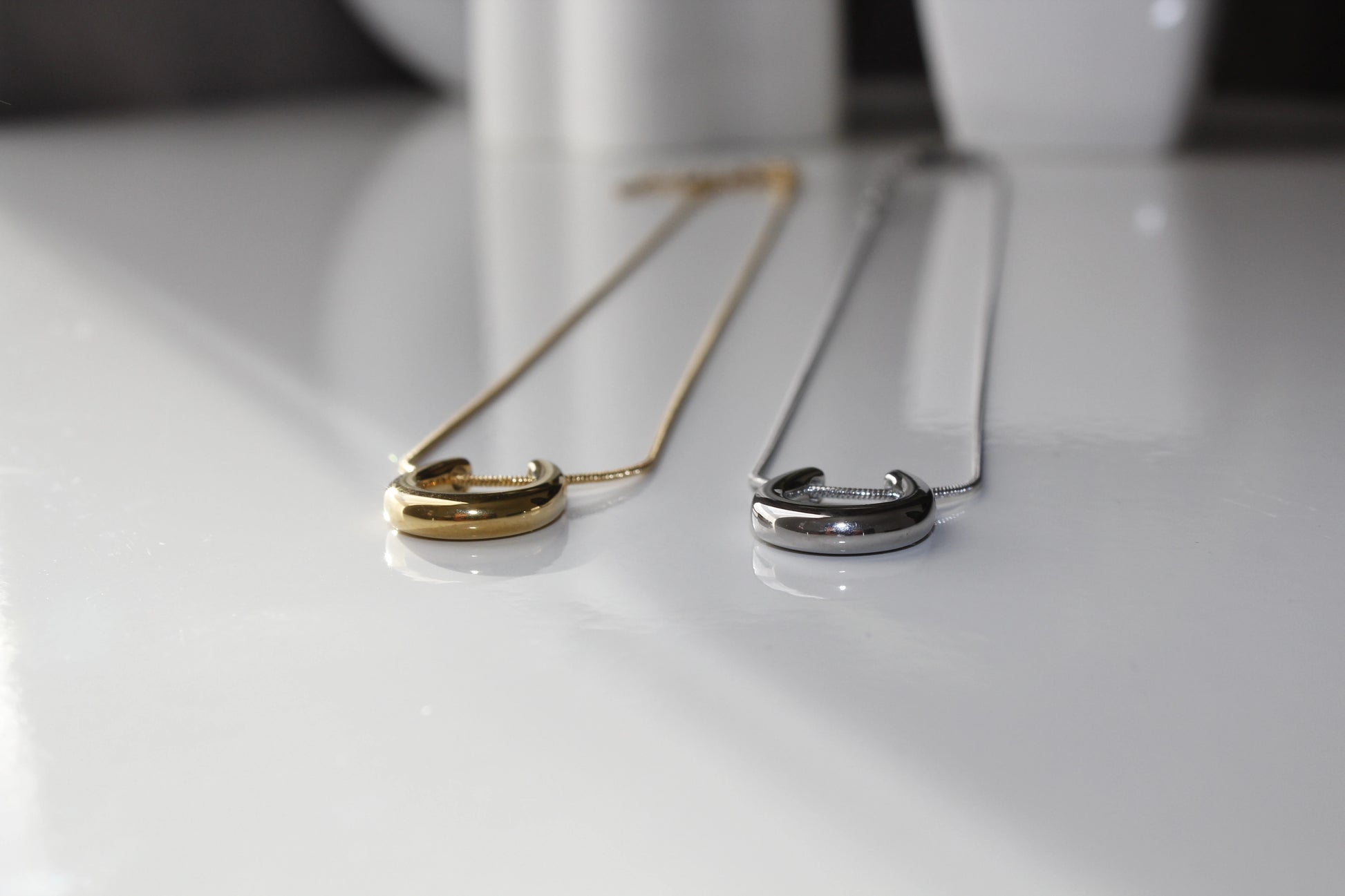 U shaped Silver and gold necklace