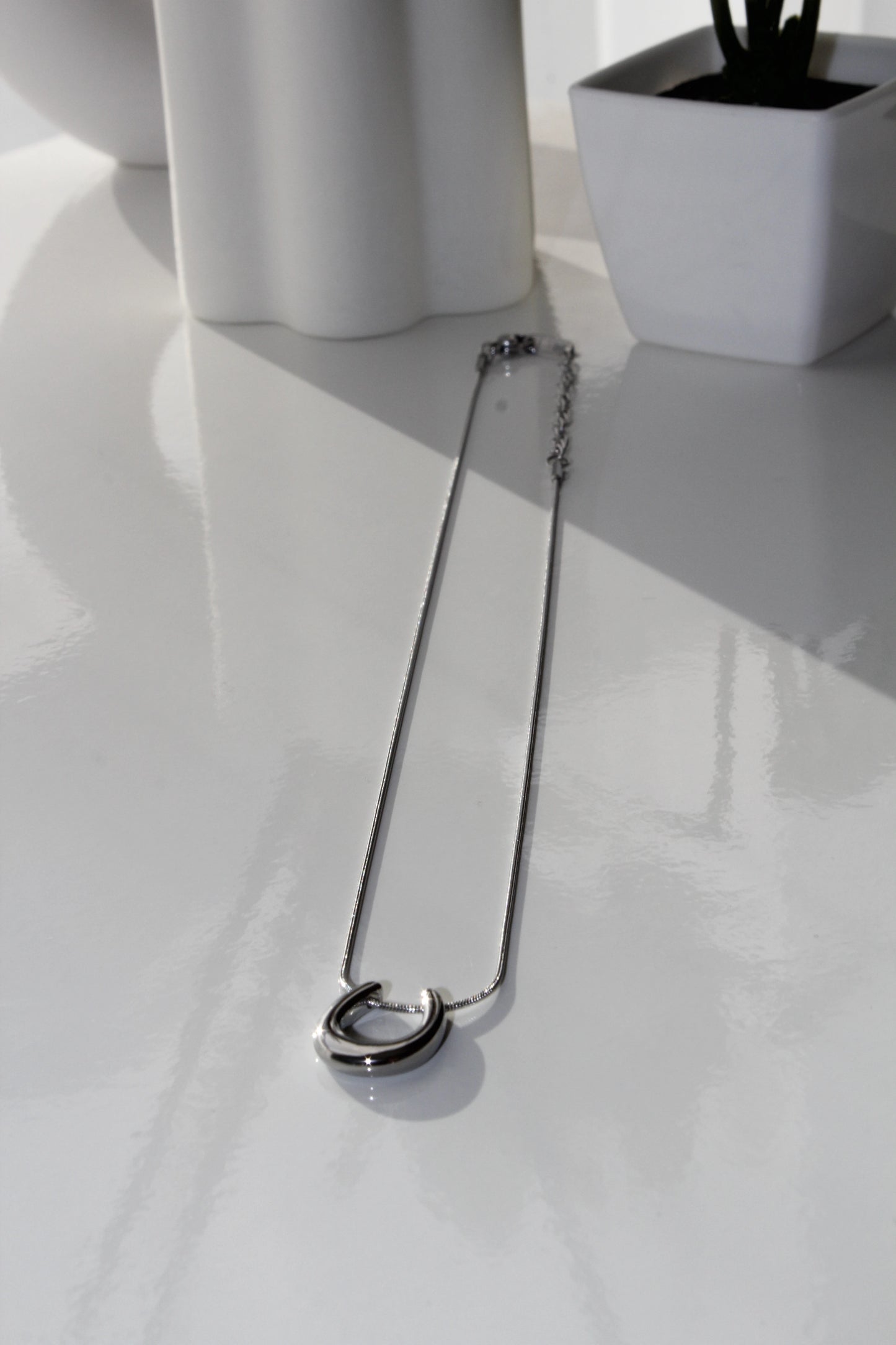 U shaped Silver necklace