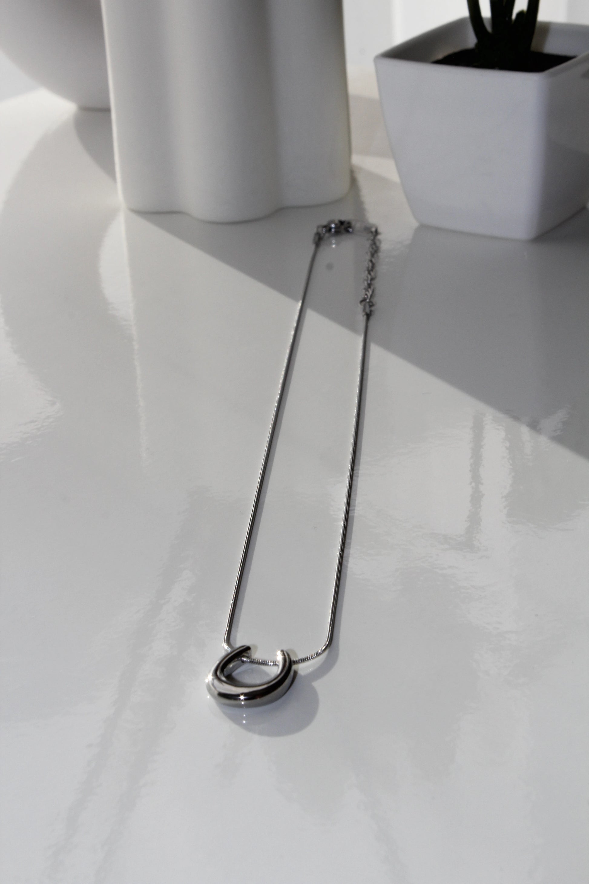 U shaped Silver necklace