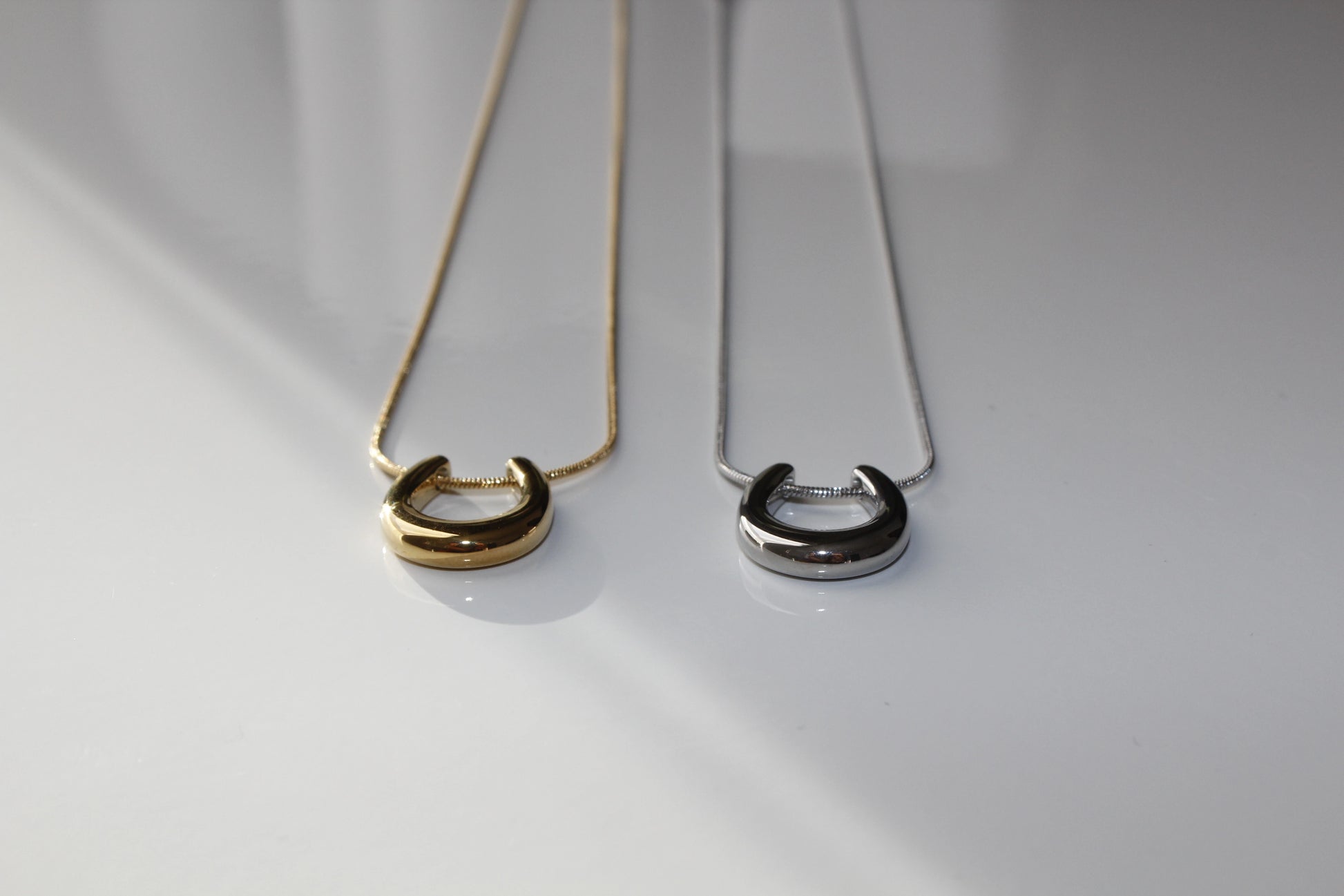 U shaped gold and Silver necklace