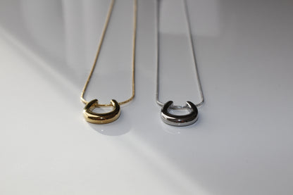 U shaped gold and Silver necklace