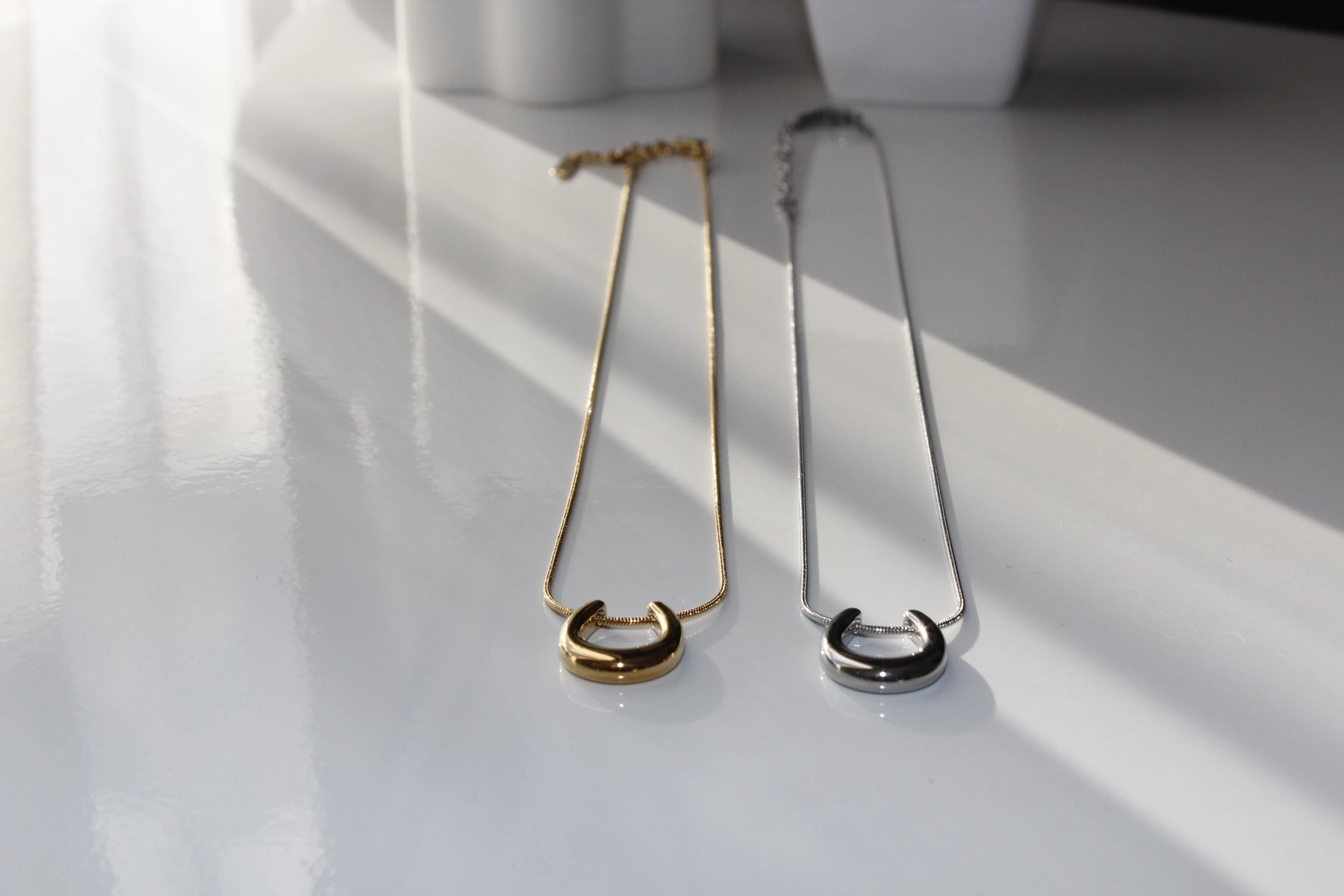 U shaped gold and Silver necklace