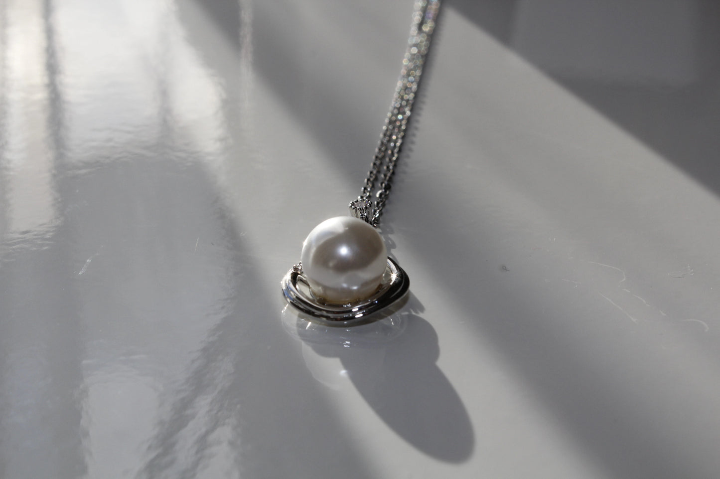925 Silver Plated Freshwater Pearl Large Water Drop Pendant Necklace