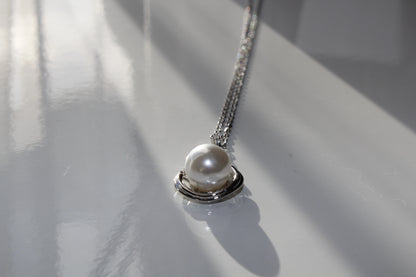 925 Silver Plated Freshwater Pearl Large Water Drop Pendant Necklace