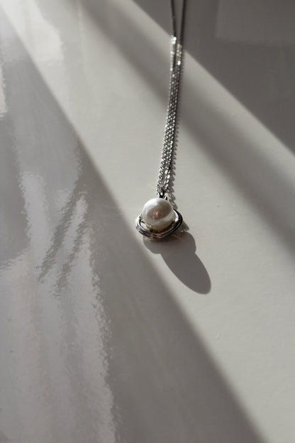 925 Silver Plated Freshwater Pearl Large Water Drop Pendant Necklace