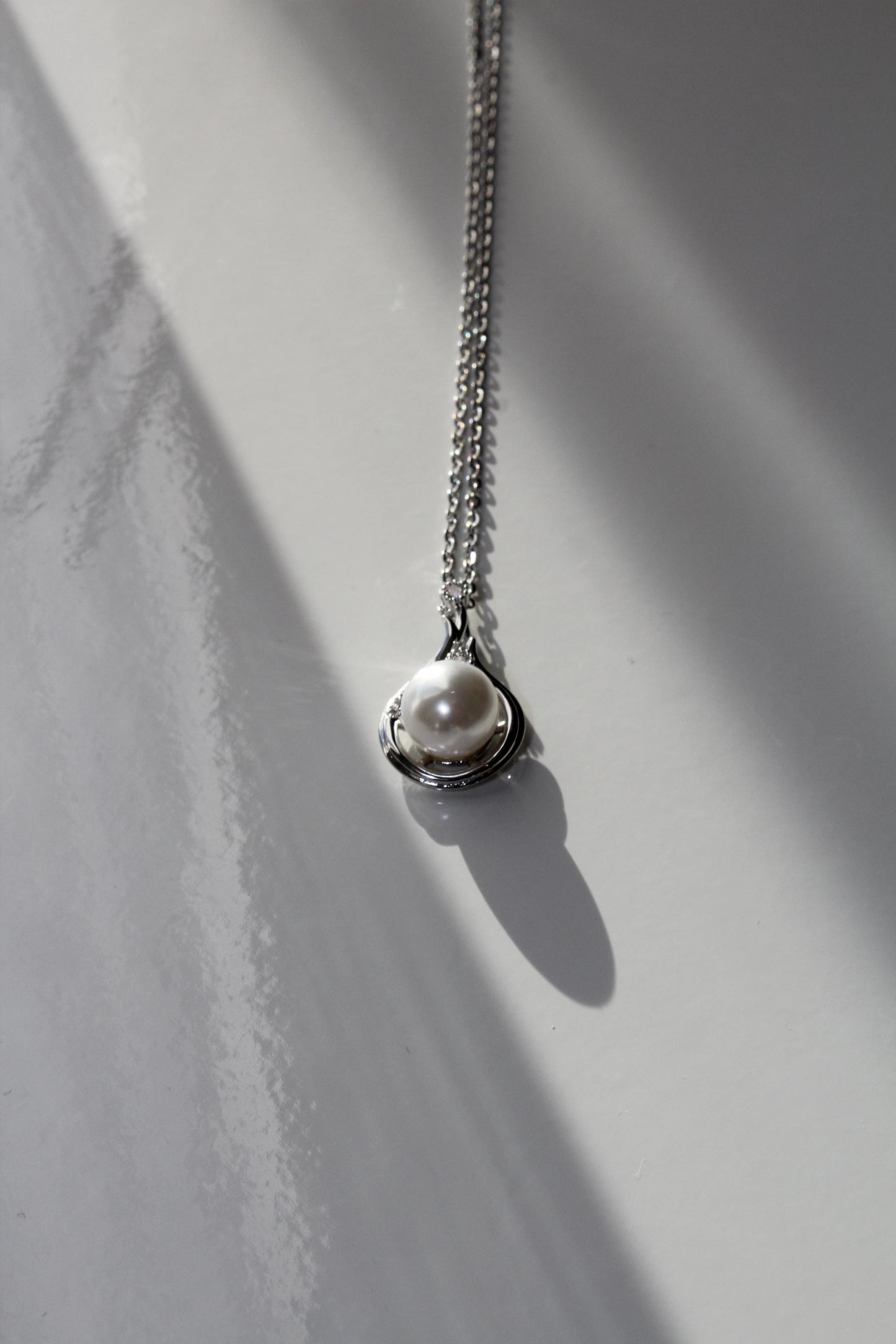 925 Silver Plated Freshwater Pearl Large Water Drop Pendant Necklace