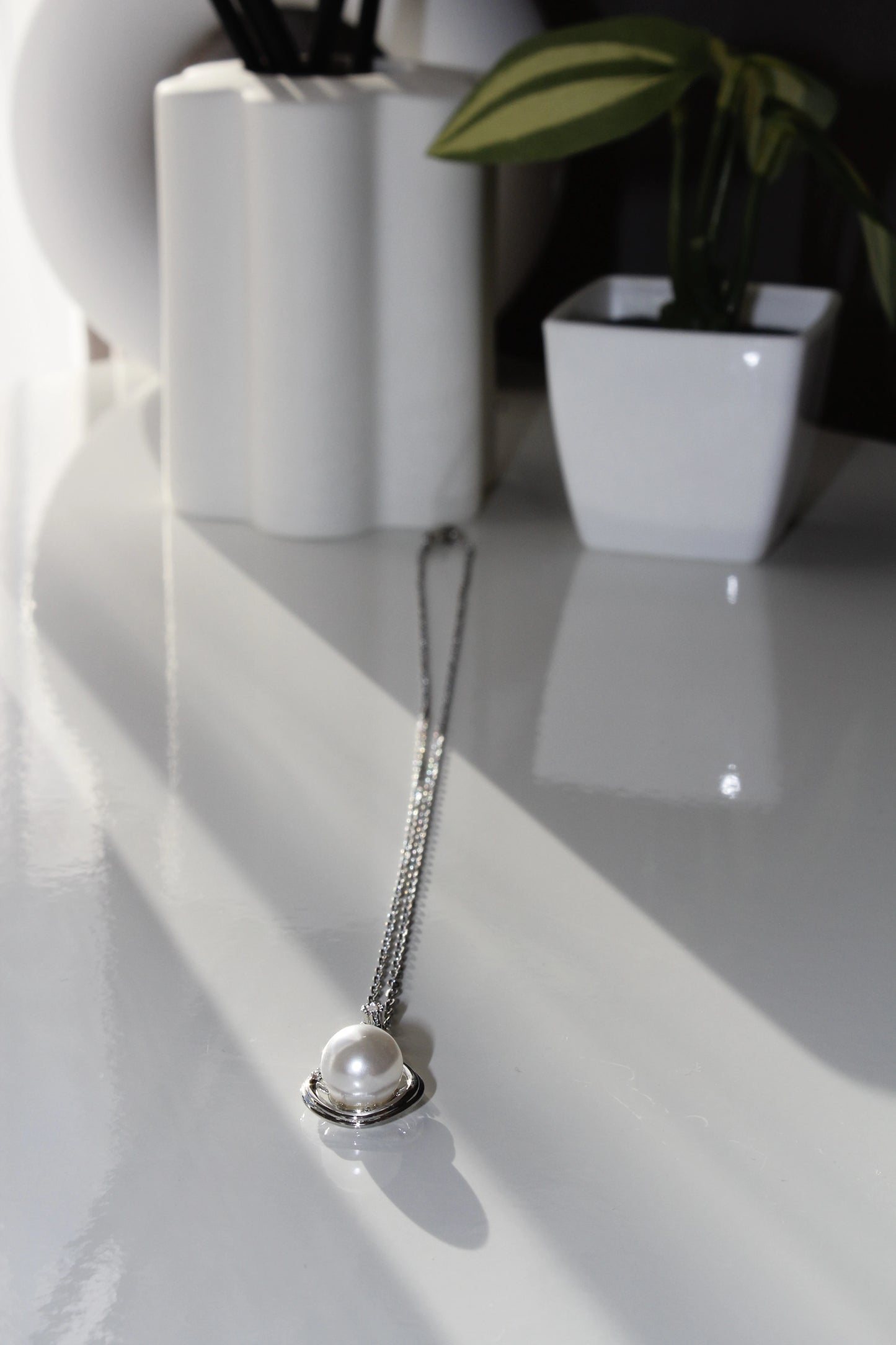 925 Silver Plated Freshwater Pearl Large Water Drop Pendant Necklace