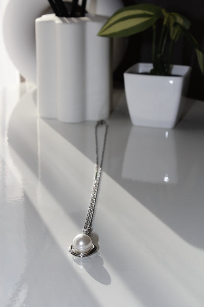 925 Silver Plated Freshwater Pearl Large Water Drop Pendant Necklace