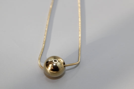 Gold Plated Plain Ball Charm Snake Chain Pendant Necklace for Women