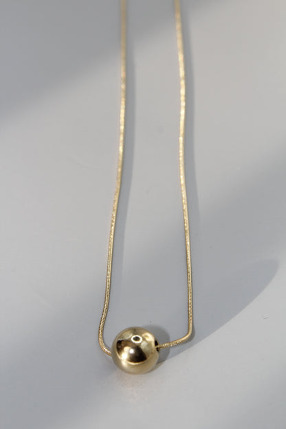 Gold Plated Plain Ball Charm Snake Chain Pendant Necklace for Women