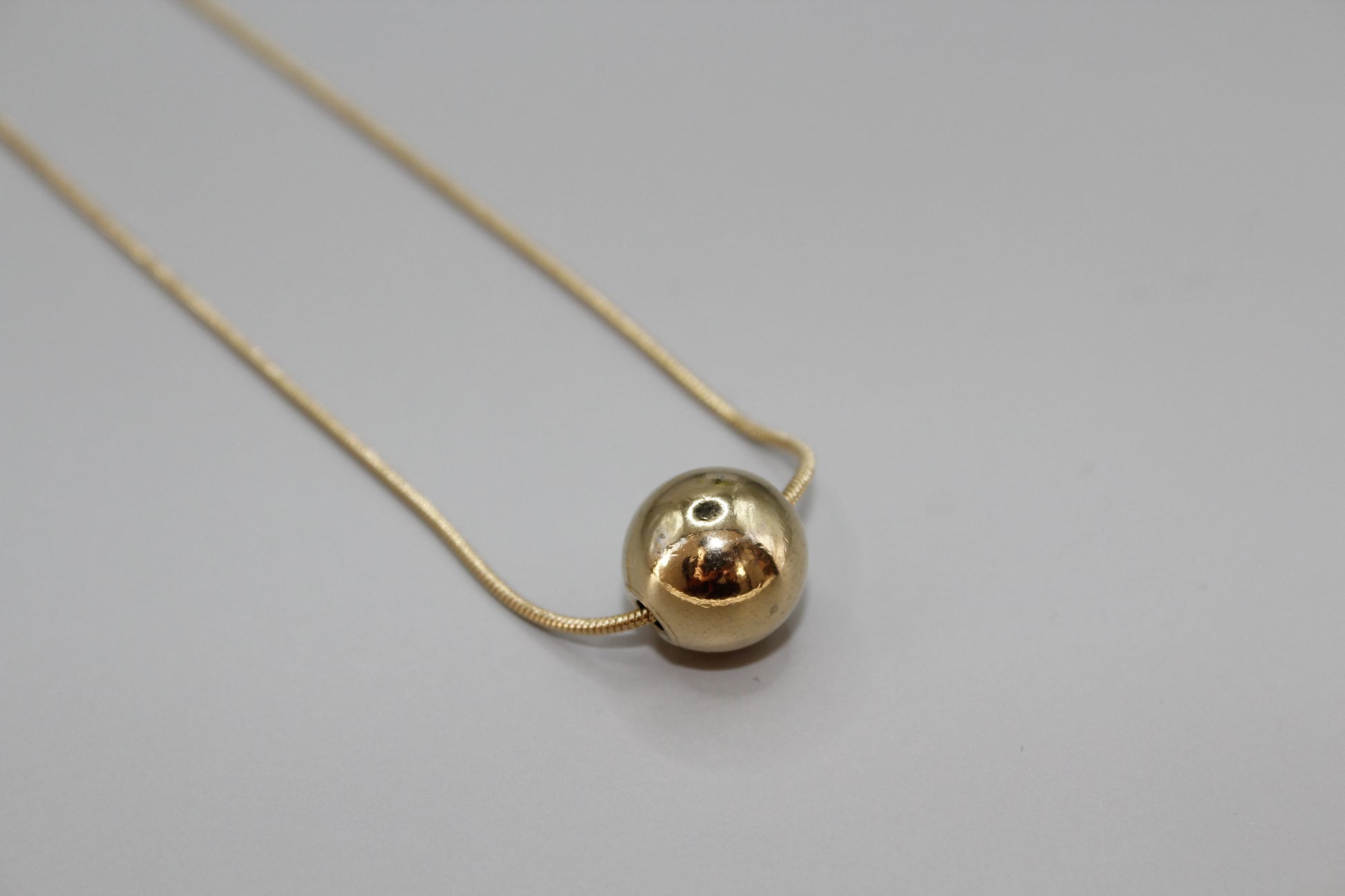 Gold Plated Plain Ball Charm Snake Chain Pendant Necklace for Women
