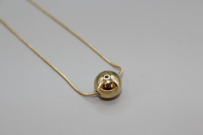 Gold Plated Plain Ball Charm Snake Chain Pendant Necklace for Women