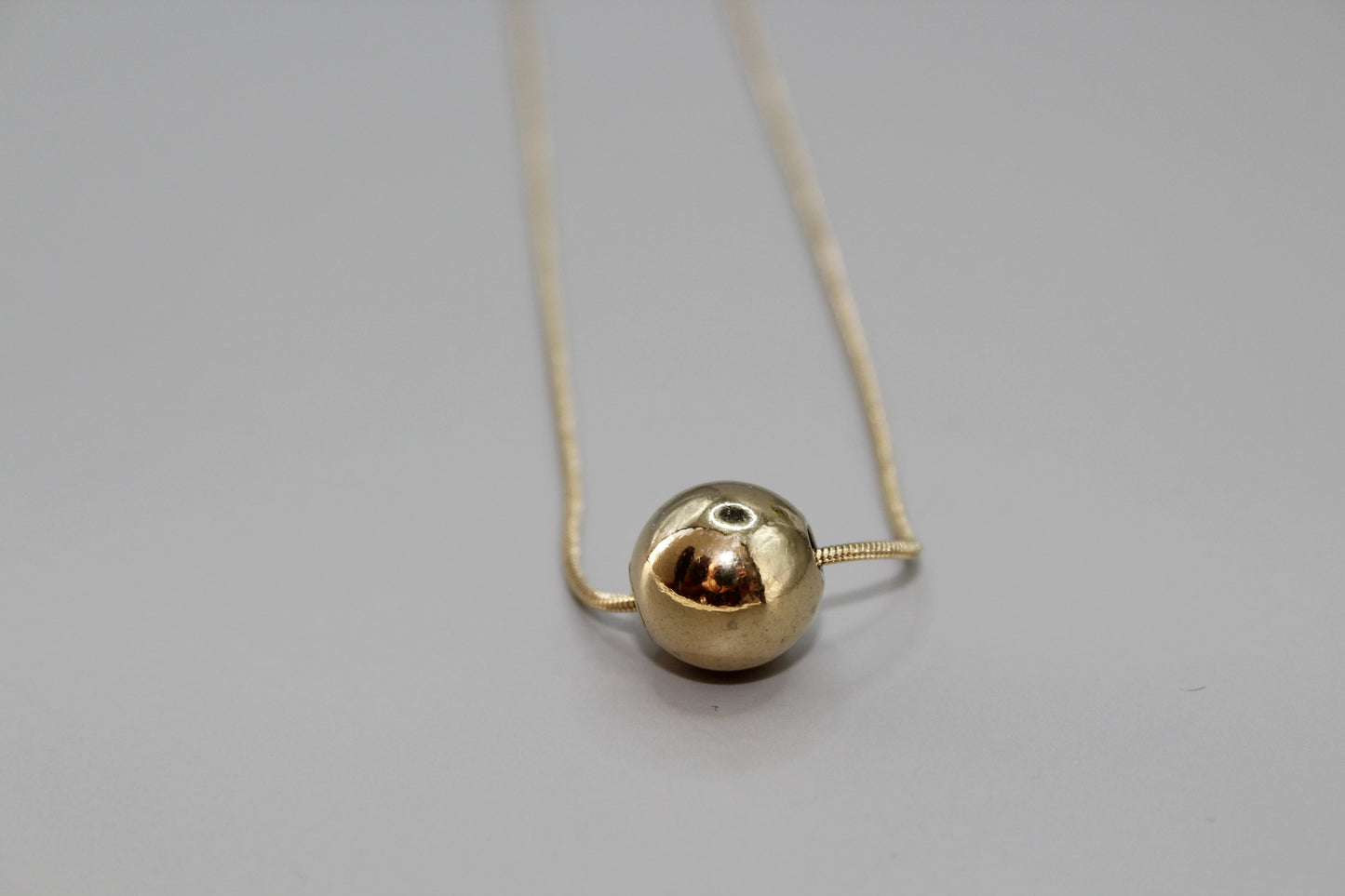 Gold Plated Plain Ball Charm Snake Chain Pendant Necklace for Women