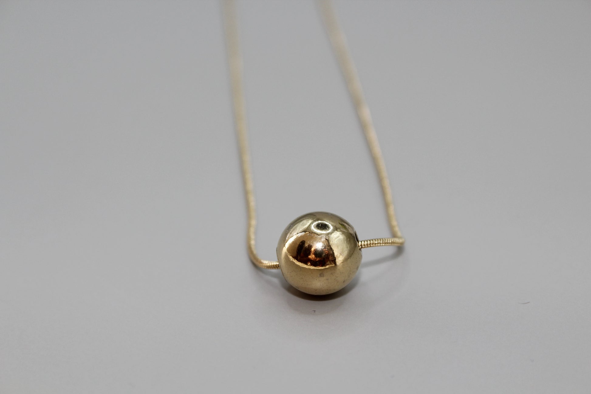 Gold Plated Plain Ball Charm Snake Chain Pendant Necklace for Women