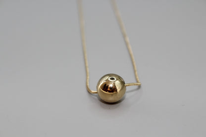 Gold Plated Plain Ball Charm Snake Chain Pendant Necklace for Women