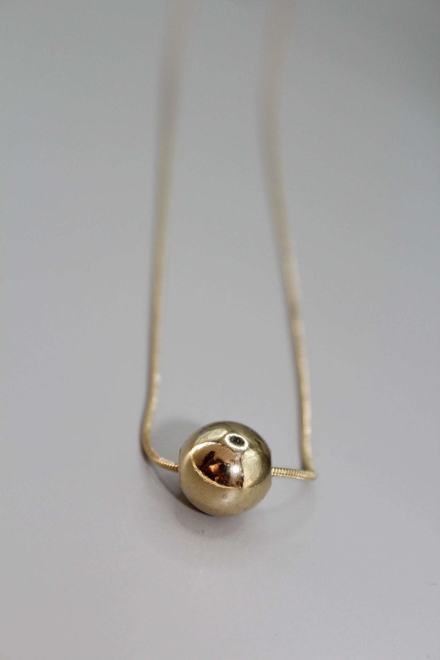 Gold Plated Plain Ball Charm Snake Chain Pendant Necklace