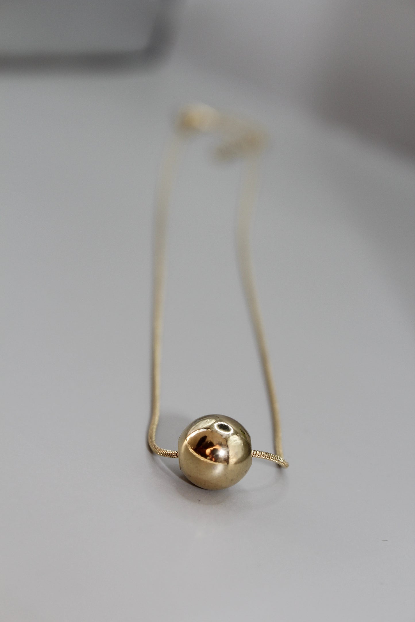Gold Plated Plain Ball Charm Snake Chain Pendant Necklace for Women