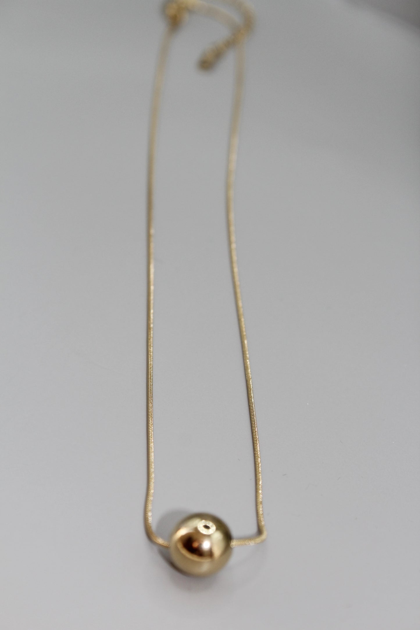 Gold Plated Plain Ball Charm Snake Chain Pendant Necklace for Women