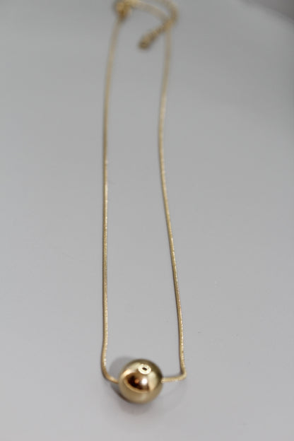 Gold Plated Plain Ball Charm Snake Chain Pendant Necklace for Women