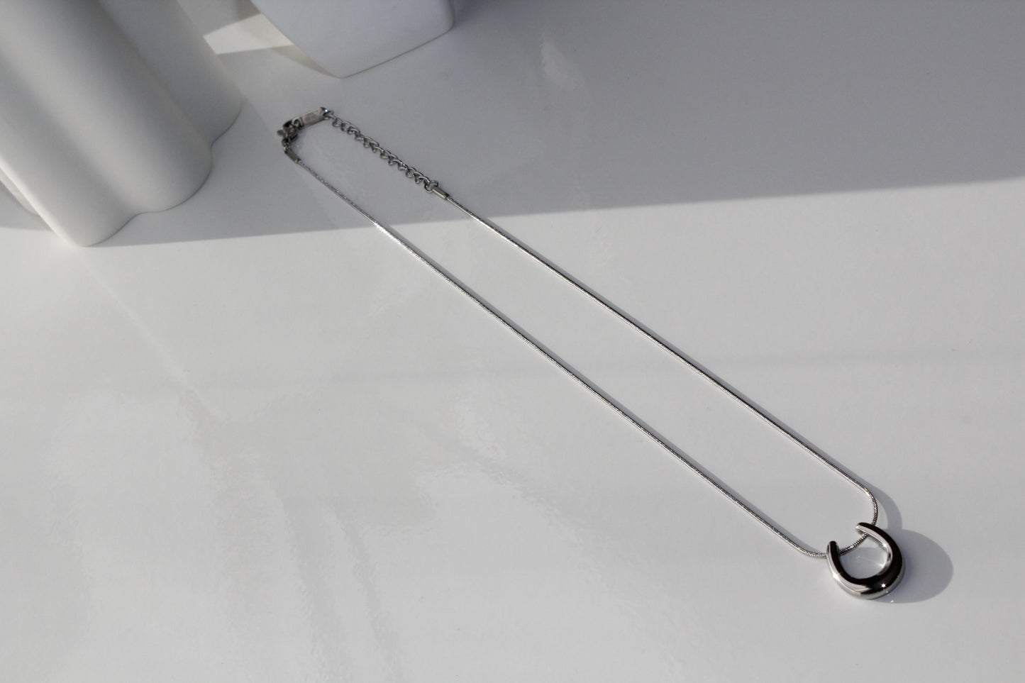 U shaped Silver necklace