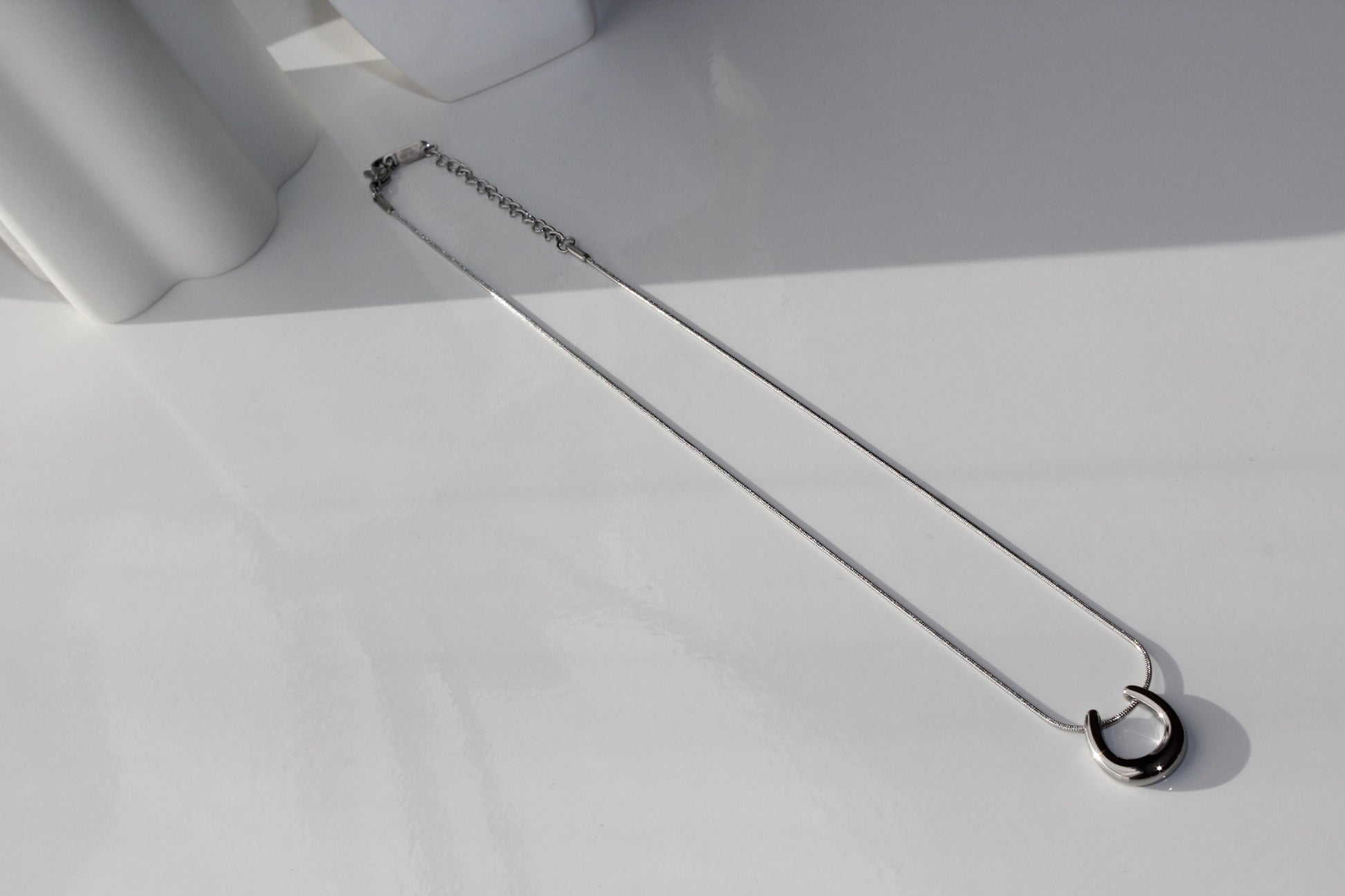 U shaped Silver necklace