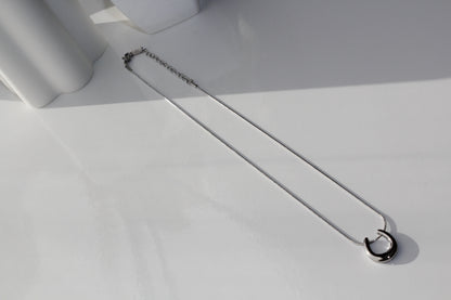 U shaped Silver necklace