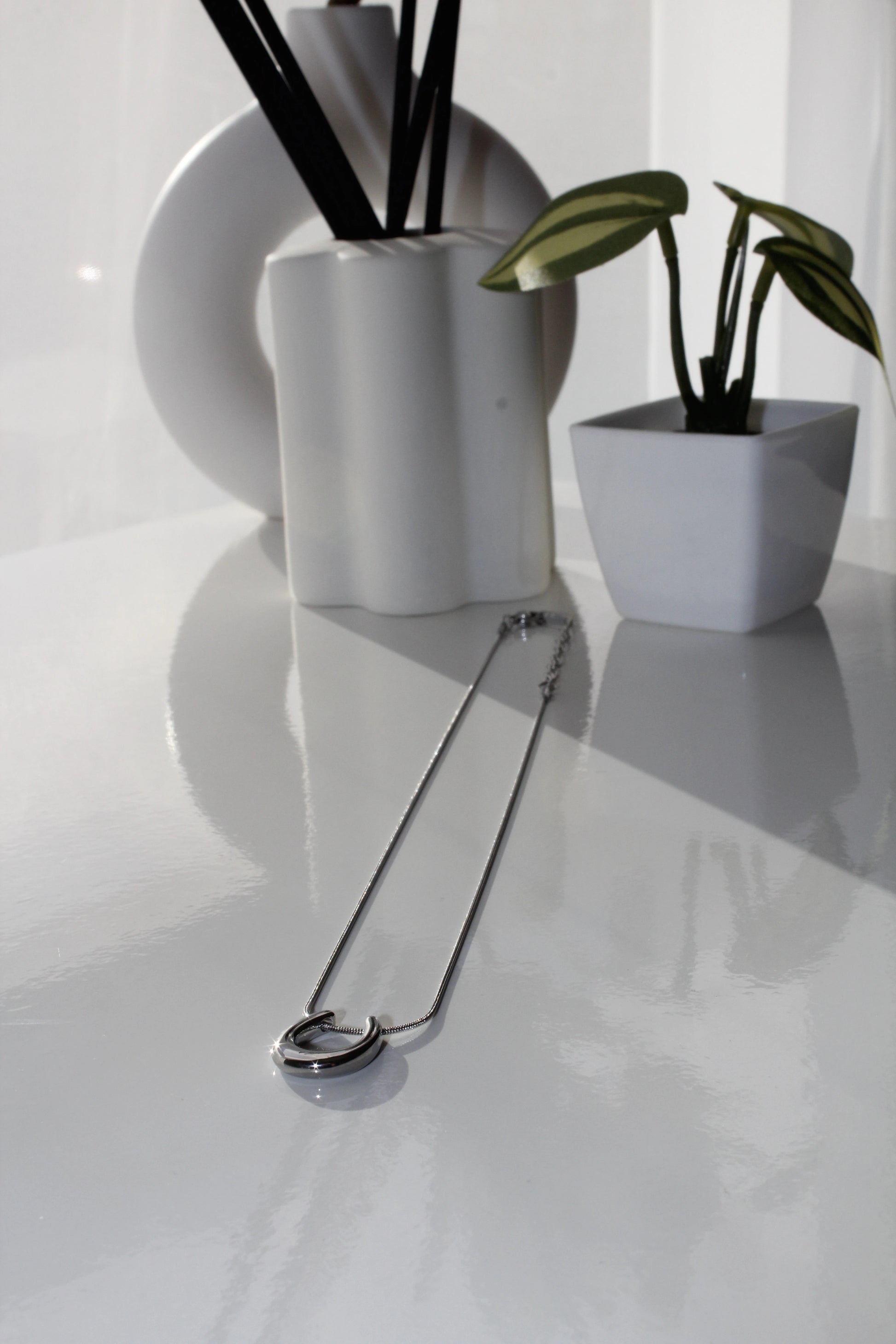 U shaped Silver necklace