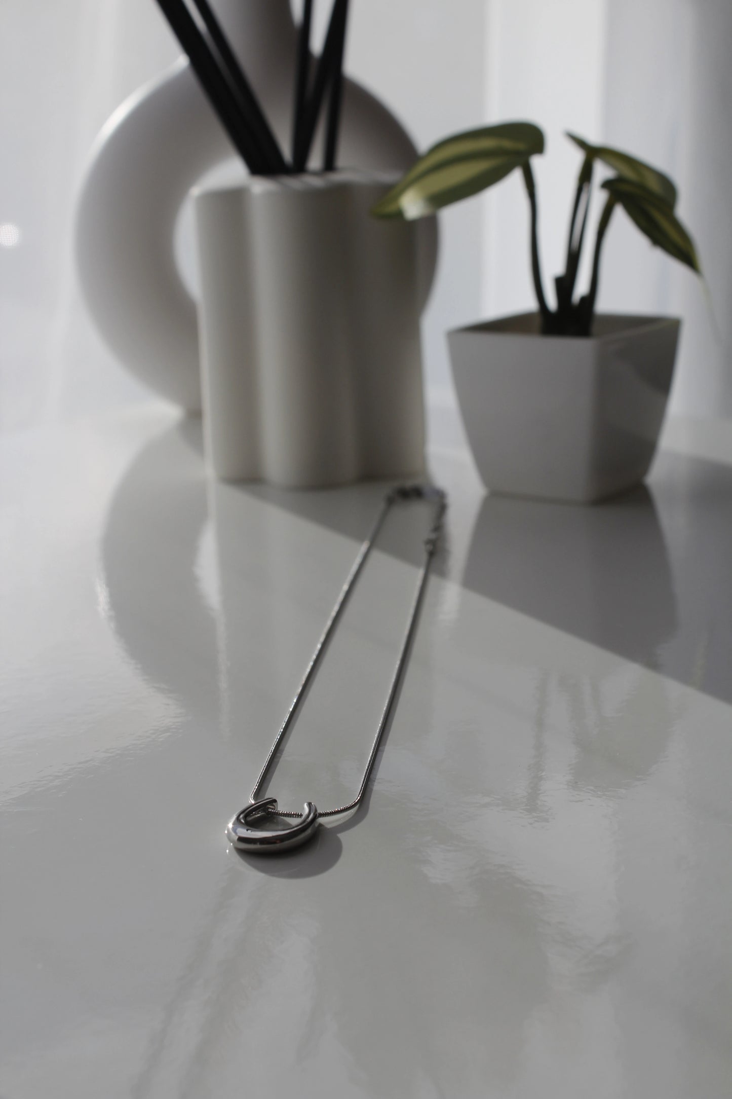 U shaped Silver necklace