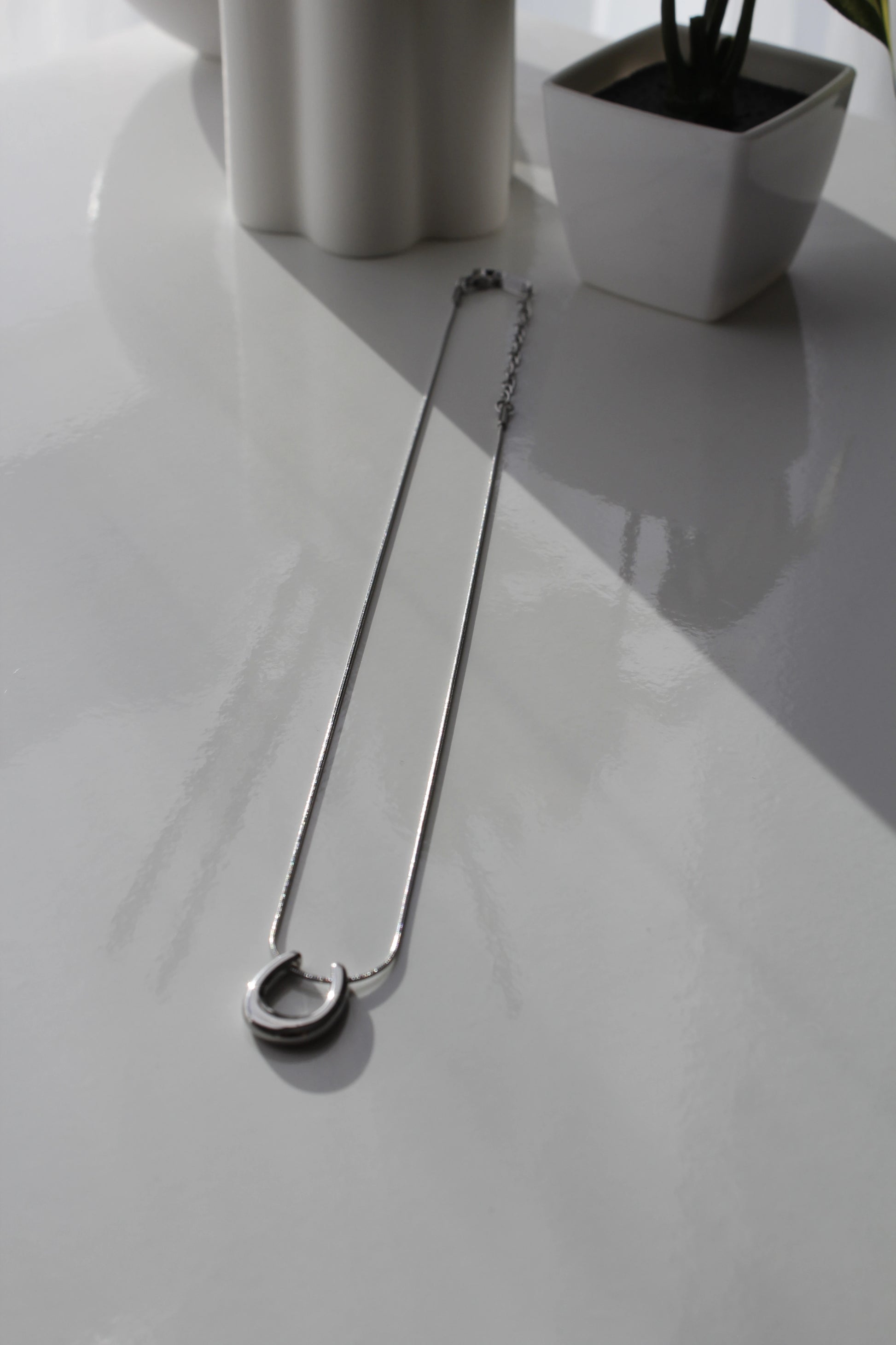 U shaped Silver necklace