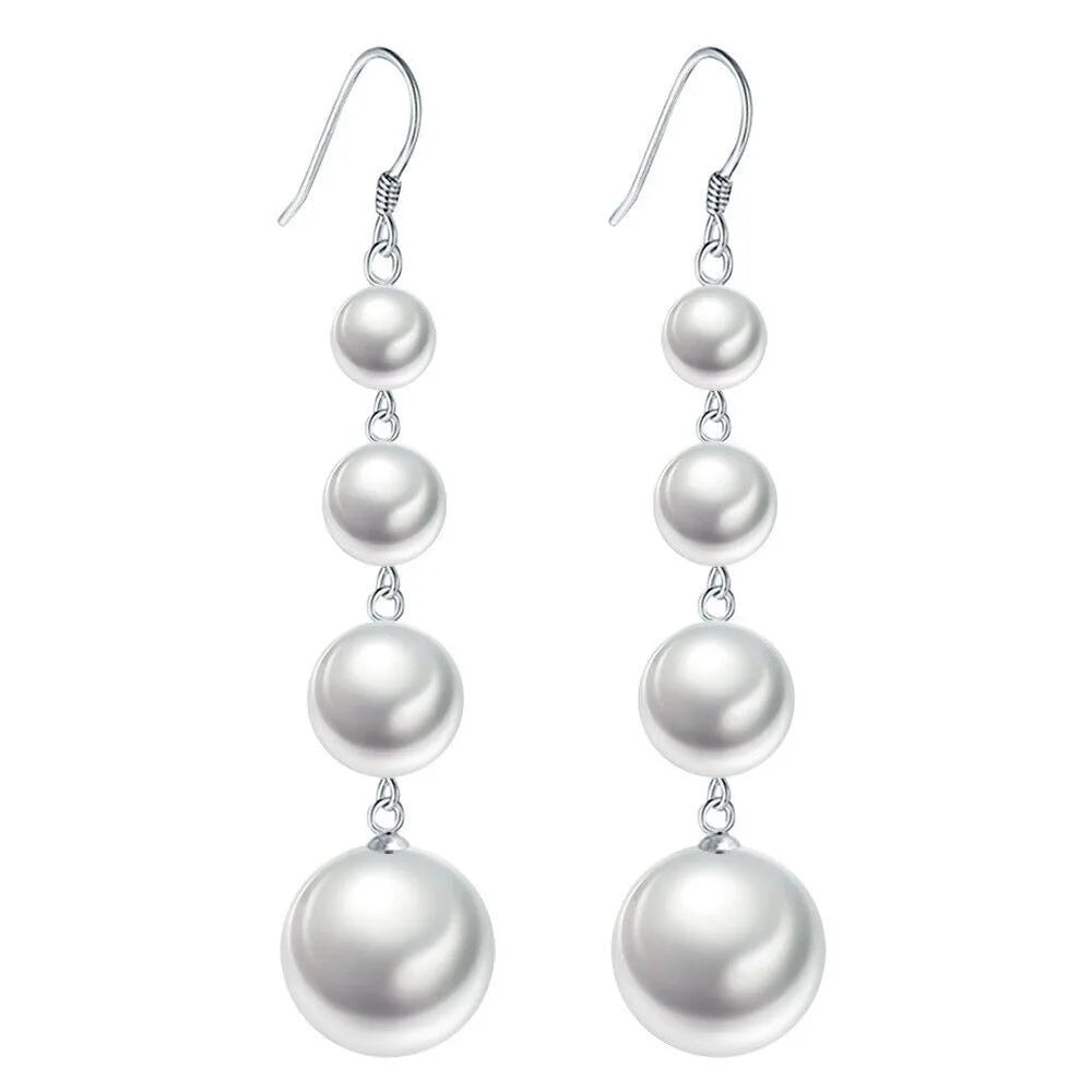 Pearl Drop Dangle Hook Earrings | 4 Freshwater Pearl Drop Earring 925 Sterling Silver