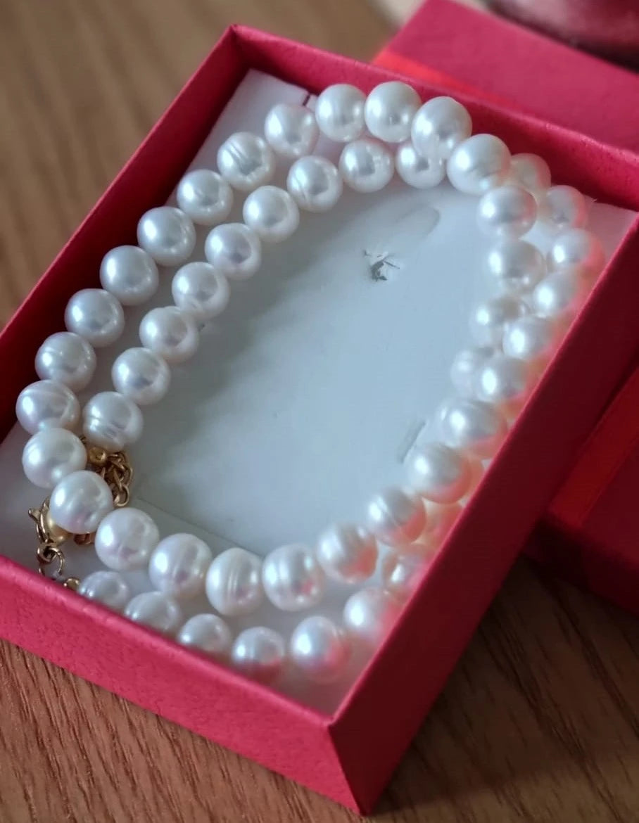 Pearl Bead Necklace | 8mm Round Pearl String Beads Choker for Women