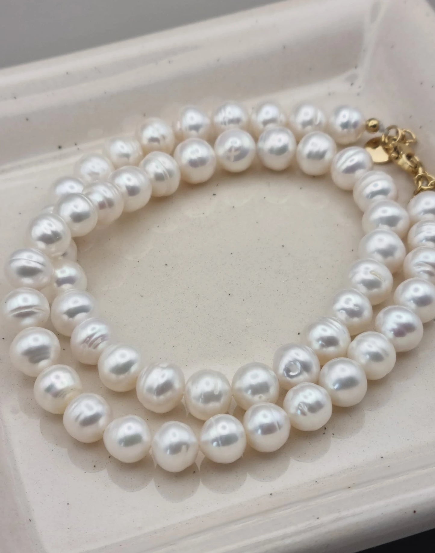 Pearl Bead Necklace | 8mm Round Pearl String Beads Choker for Women