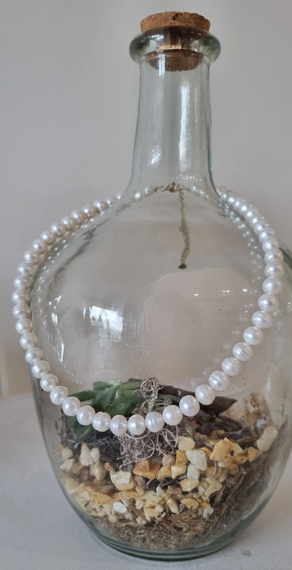 Pearl Bead Necklace | 8mm Round Pearl String Beads Choker for Women