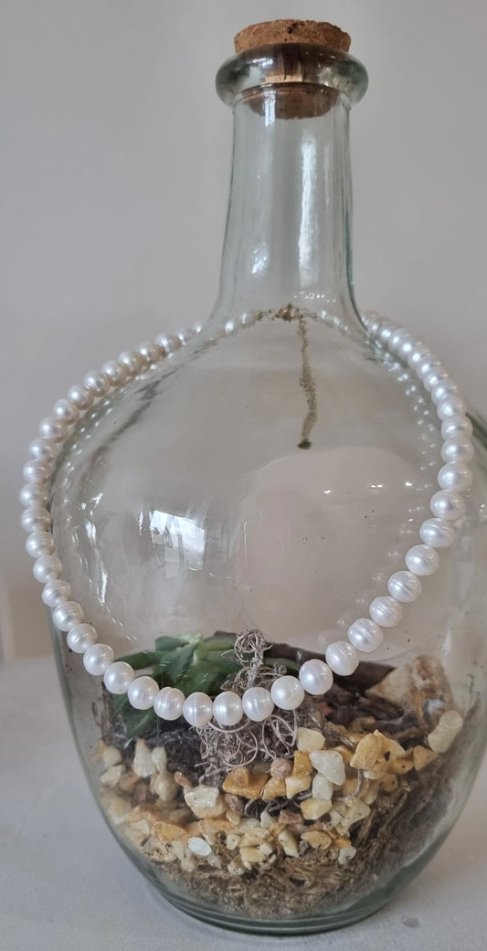 Pearl Bead Necklace | 8mm Round Pearl String Beads Choker for Women
