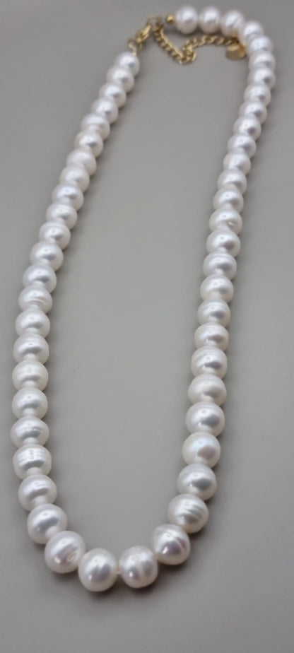 Pearl Bead Necklace | 8mm Round Pearl String Beads Choker for Women
