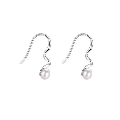 Elegant Pearl Twisted Stud Earrings – Sterling Silver Women's Gift